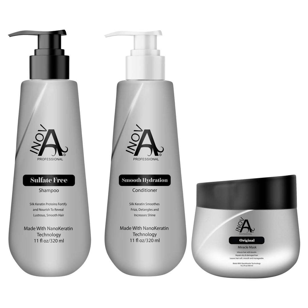 Hair masks shampoo and conditioner after keratin treatment