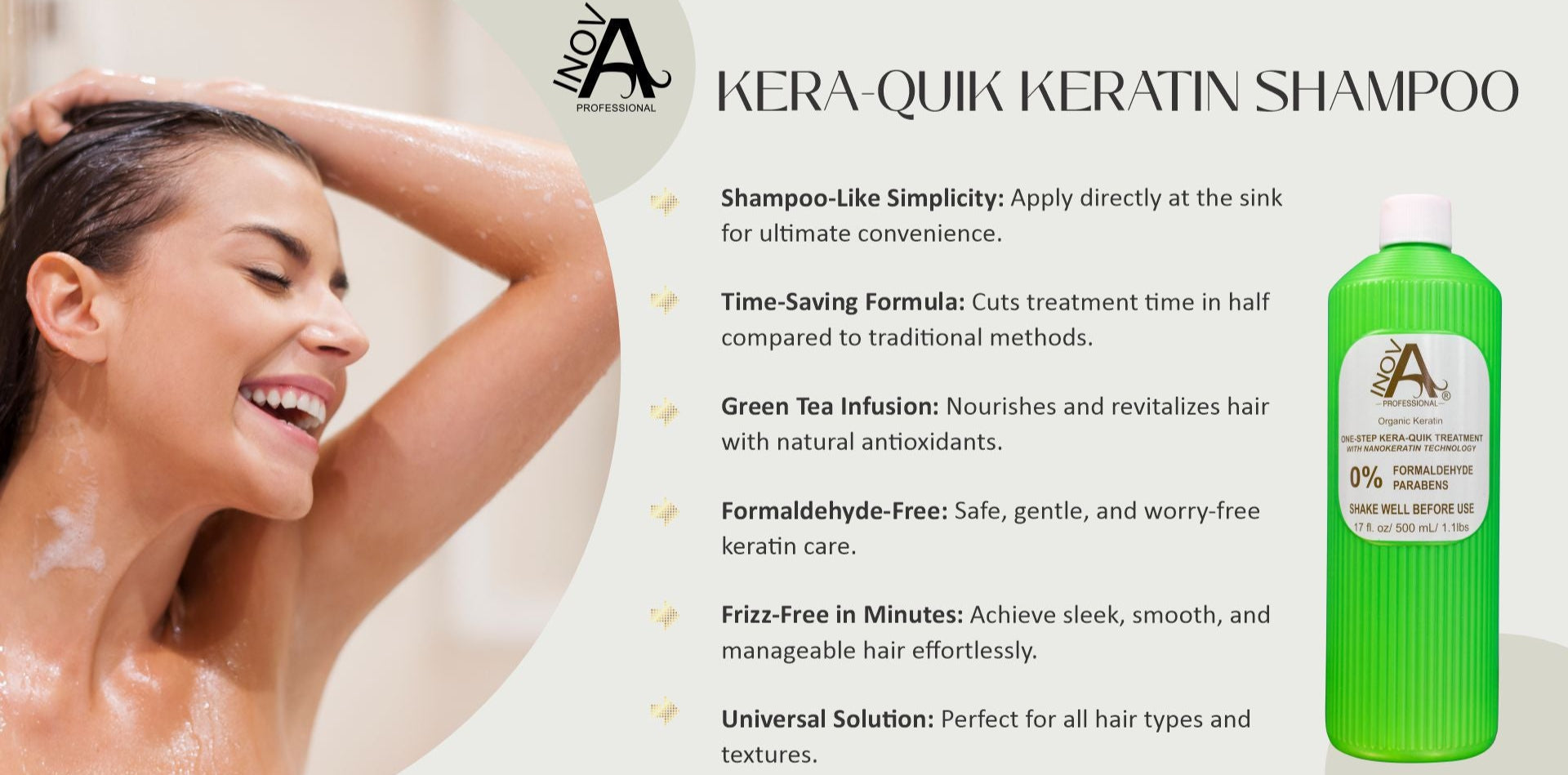 One-Step Kera-Quik Organic 0% Formaldehyde Keratin Treatment – Shampoo-Like Application for Smooth, Frizz-Free Hair