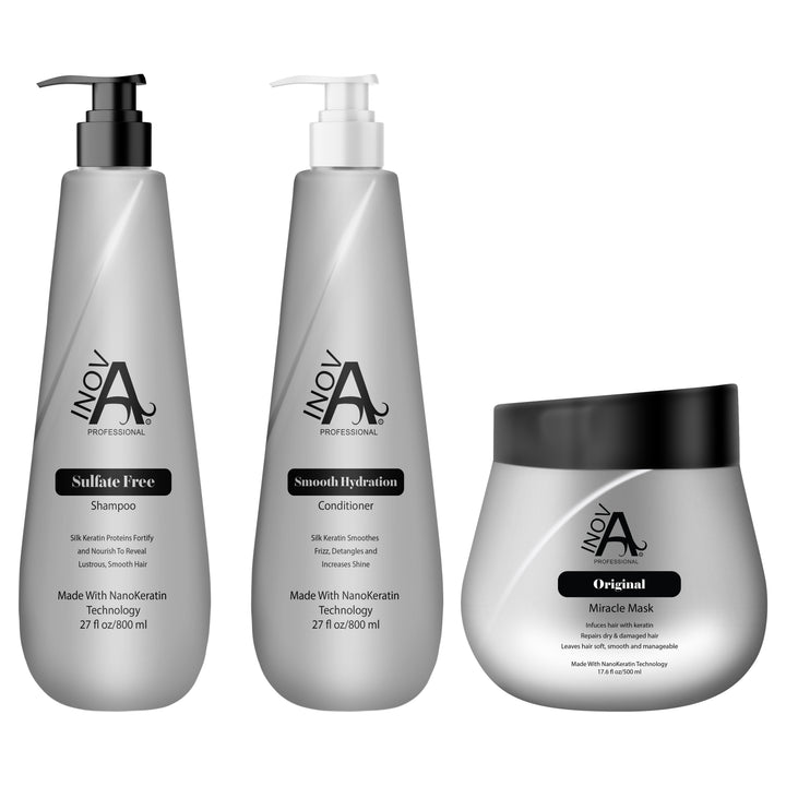 Inova professional Sydney Collection Smooth Protection Sulfate-Free Shampoo, Hydration Conditioner & Miracle Mask Set – 27 oz.  Salon Edition