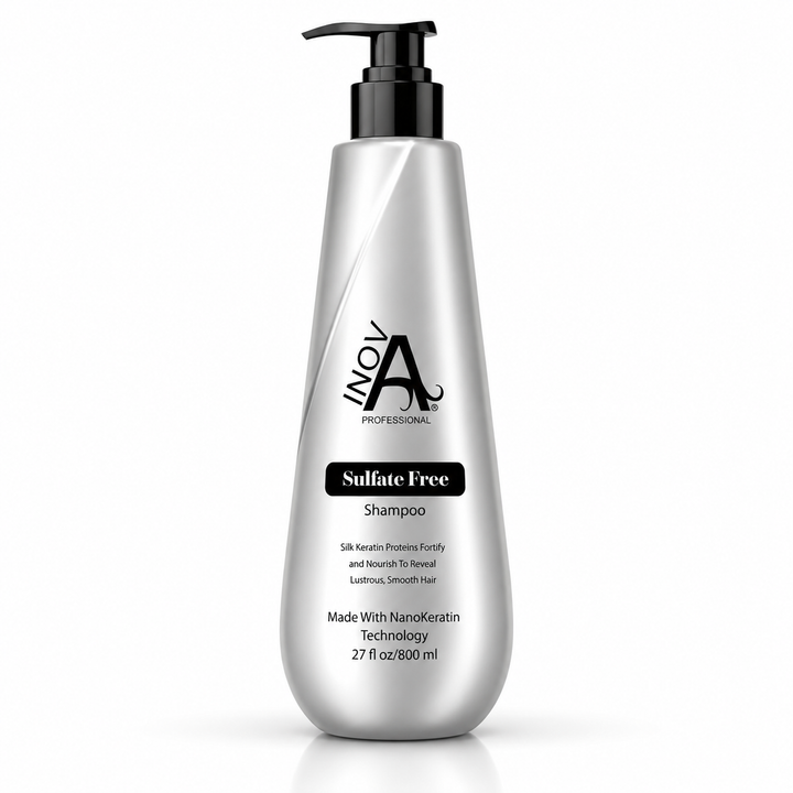 Inova Professional Sulfate-Free Shampoo 27 oz bottle with NanoKeratin Technology for keratin-treated, smooth, shiny, and healthy-looking hair
