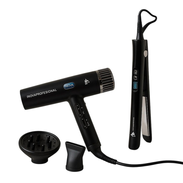 Flat iron and a blow dry combo