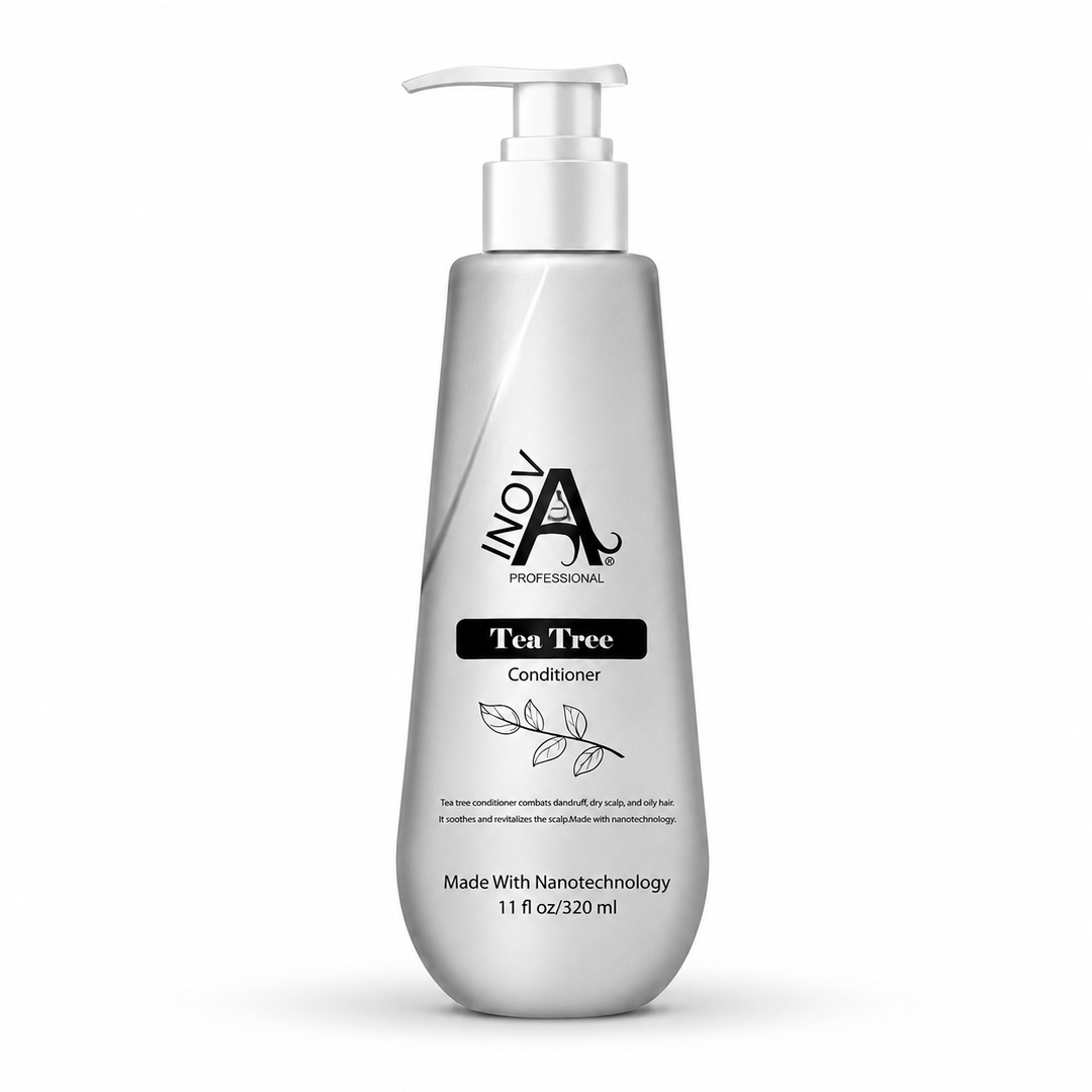 Inova Professional Tea Tree Conditioner 11 oz with Tea Tree Oil and Nanotechnology. Professional moisturizing conditioner that helps soothe and refresh the scalp, deeply hydrates and nourishes hair, reduces dryness and frizz, improves softness and shine, and promotes healthy-looking, manageable hair for all hair types.