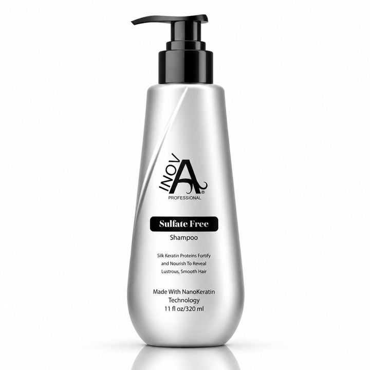 Gently cleanse and protect keratin-treated and color-treated hair with Inova Professional Sulfate-Free Shampoo. Helps maintain smoothness, shine, and hydration.